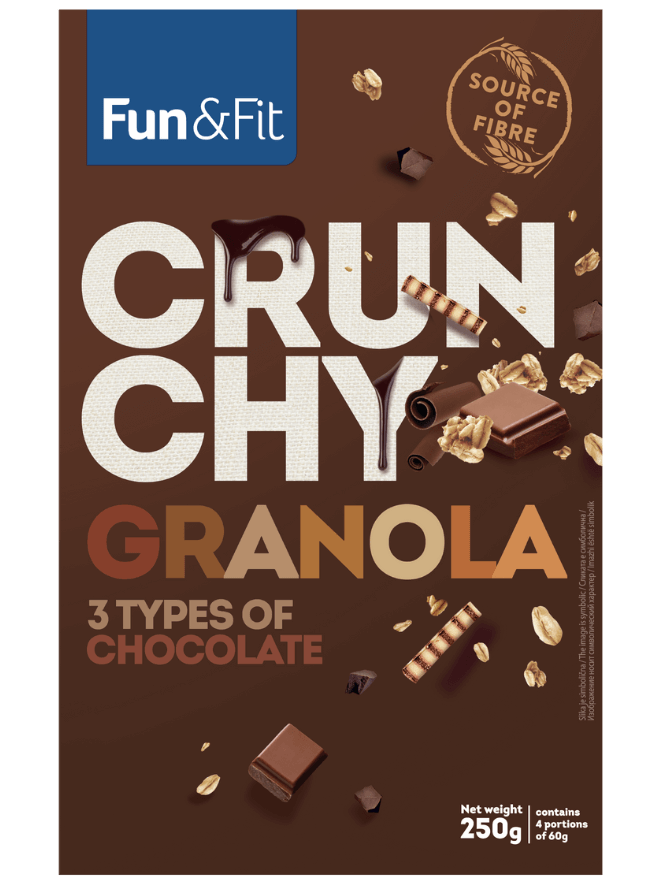 Fun&Fit <br>Crunchy granola 3 types of chocolate  250g