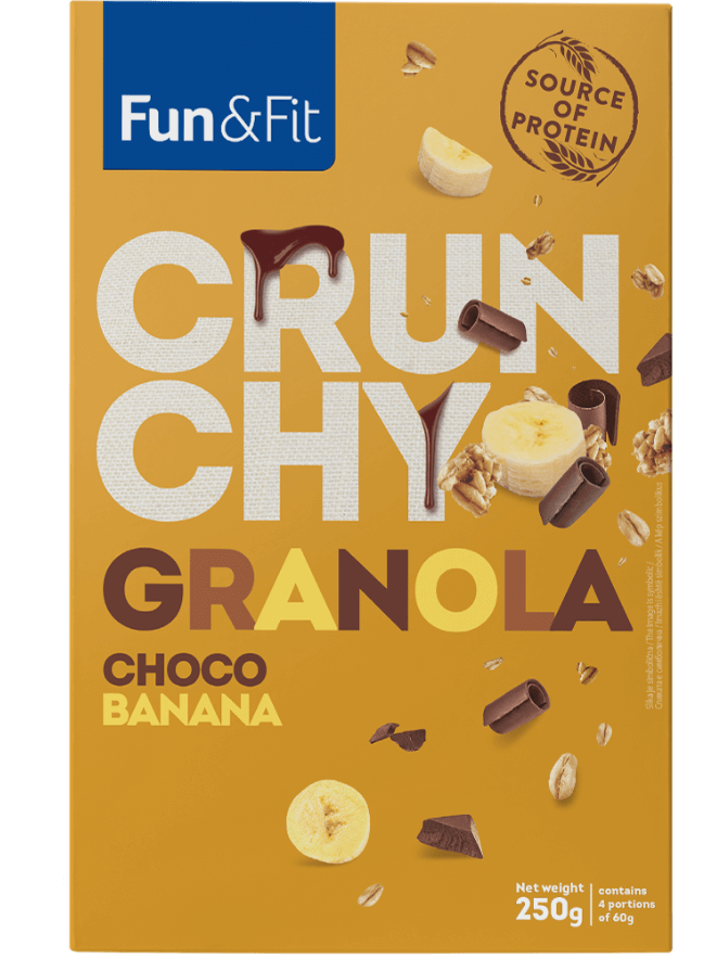 Fun&Fit <br>Hrskava granola čoko banana 250g