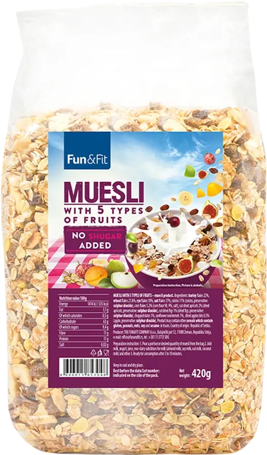 Fun&Fit <br>Muesli with 5 types of fruit 420g