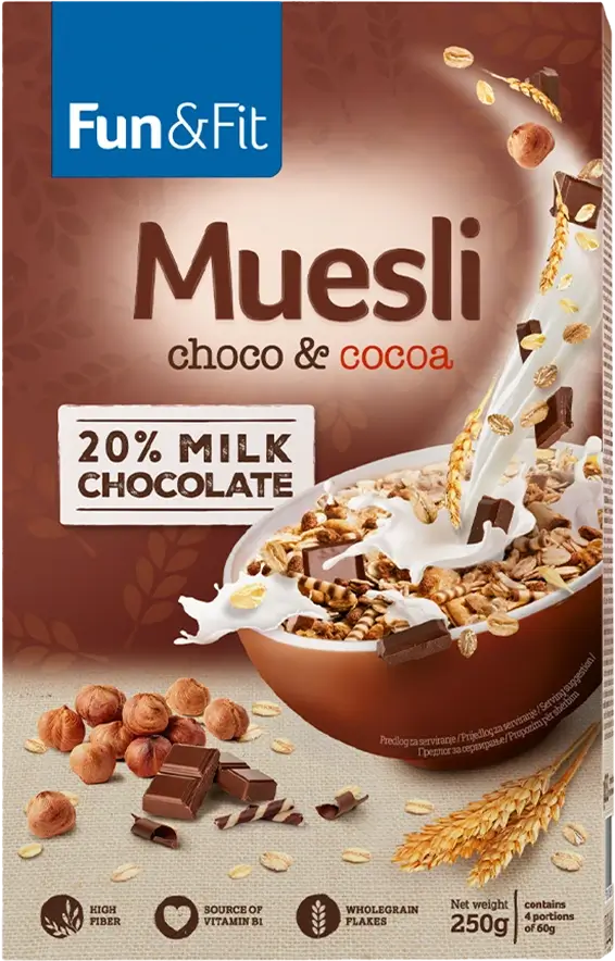 Fun&Fit <br>Chocolate & Cocoa muesli 250g