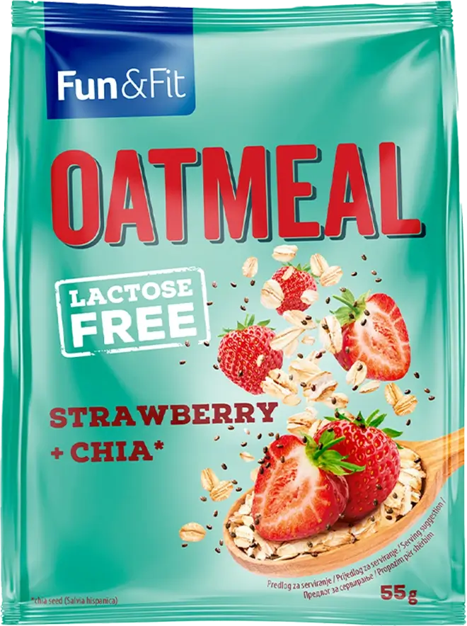 Fun&Fit <br>Strawberry and chia seeds oatmeal 55g